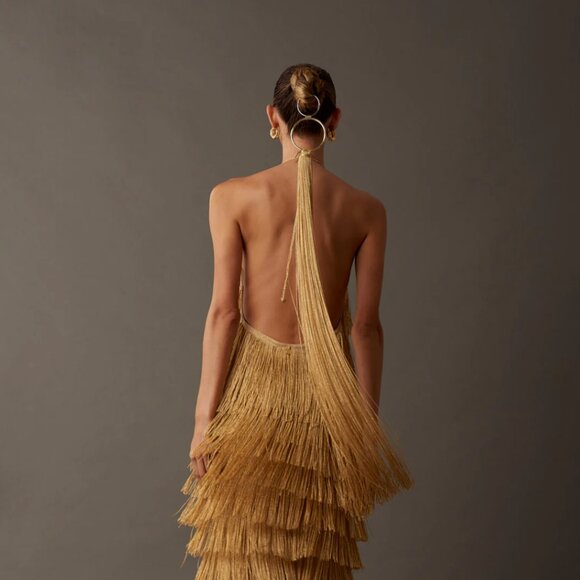 BLESSHS FRINGE DRESS GOLD - Picture 2 of 5